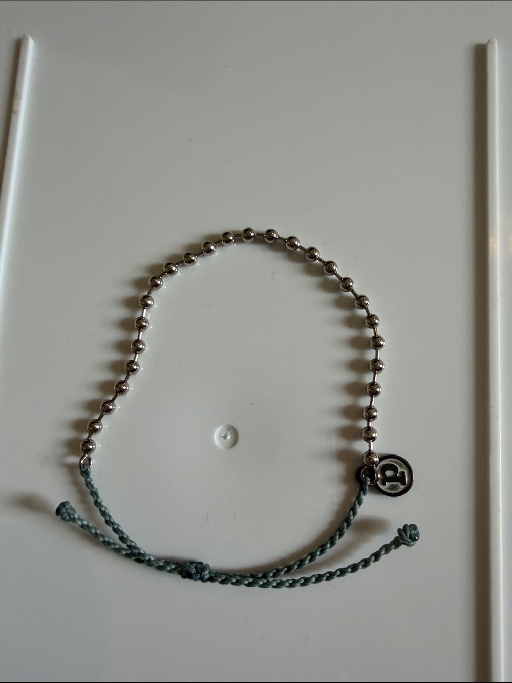 Pura Vida Silver Beaded Bracelet with Teal Cord